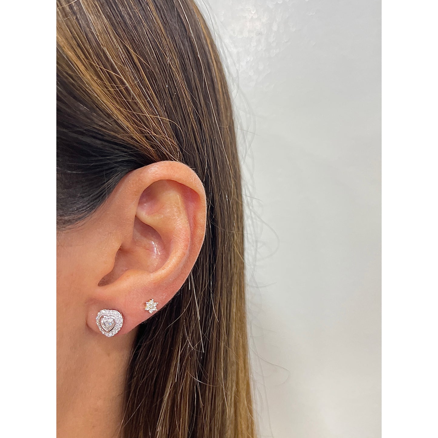 Aretes OREL Plateado Plata Rodinada-Moissanita 8mm