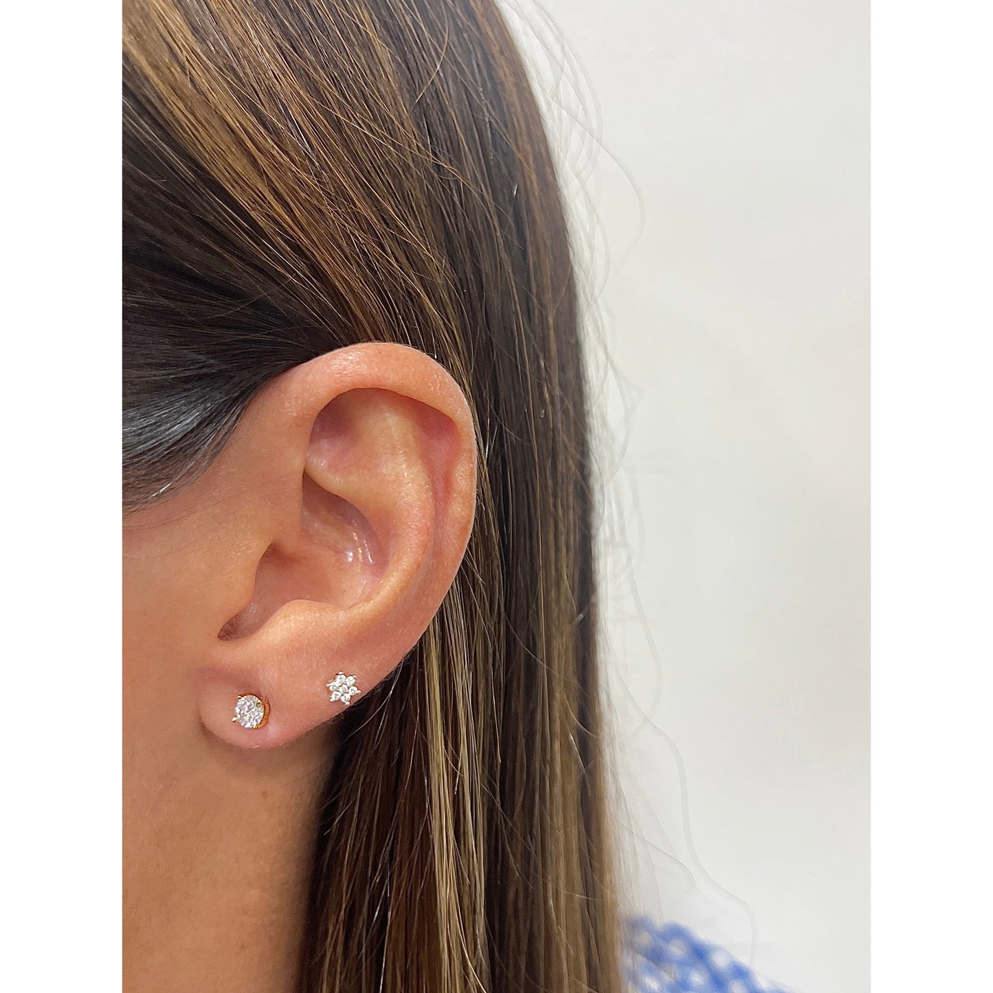 Aretes ULIC Dorado Plata Rodinada-Moissanita 4mm