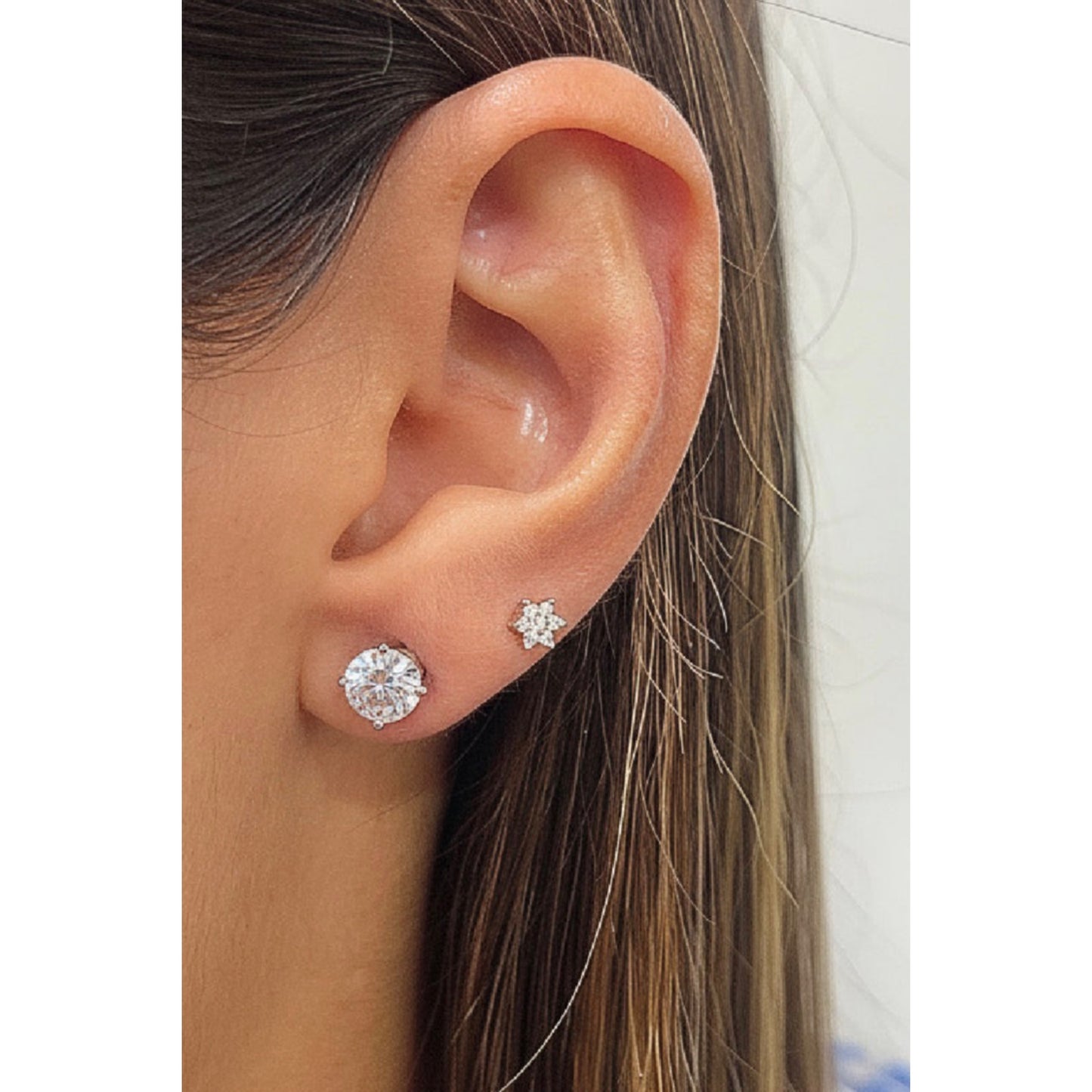 Aretes ULIC Plateado Plata Rodinada-Moissanita 6mm