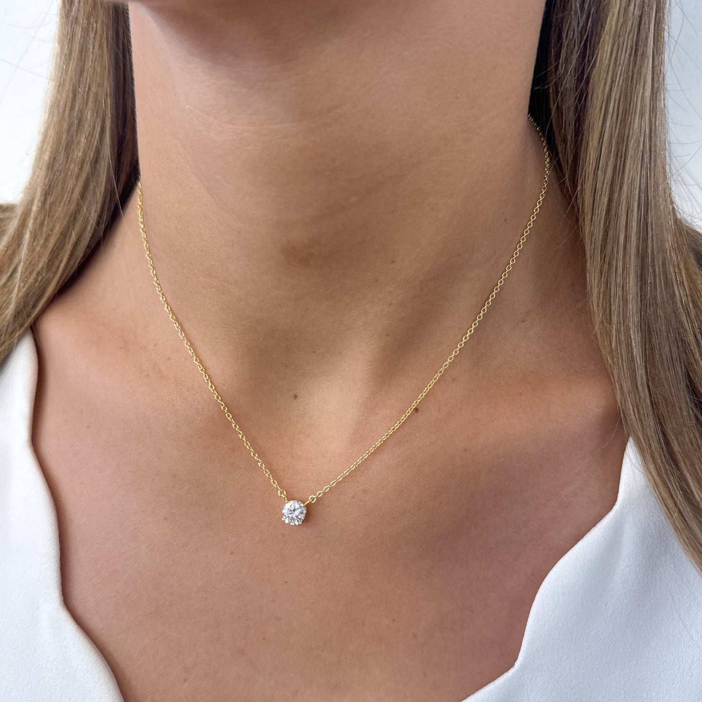 Collar OLUN Plata Rodinada-Moissanita
