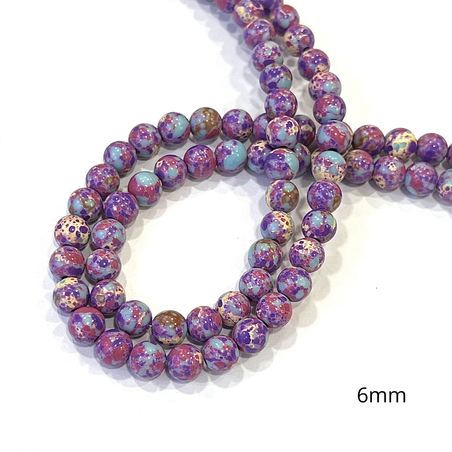 Sarta Jaspe Imperial 6mm Fucsia-Morado-Turquesa