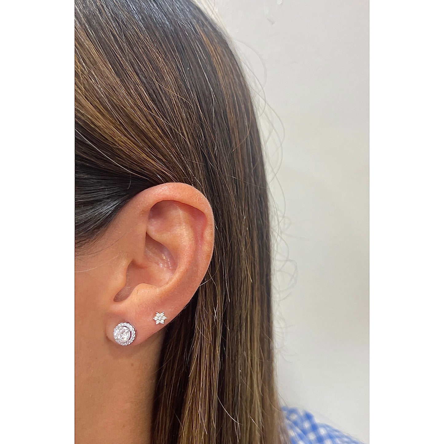 Aretes ZAPIT Plateado Plata Rodinada-Moissanita 7mm