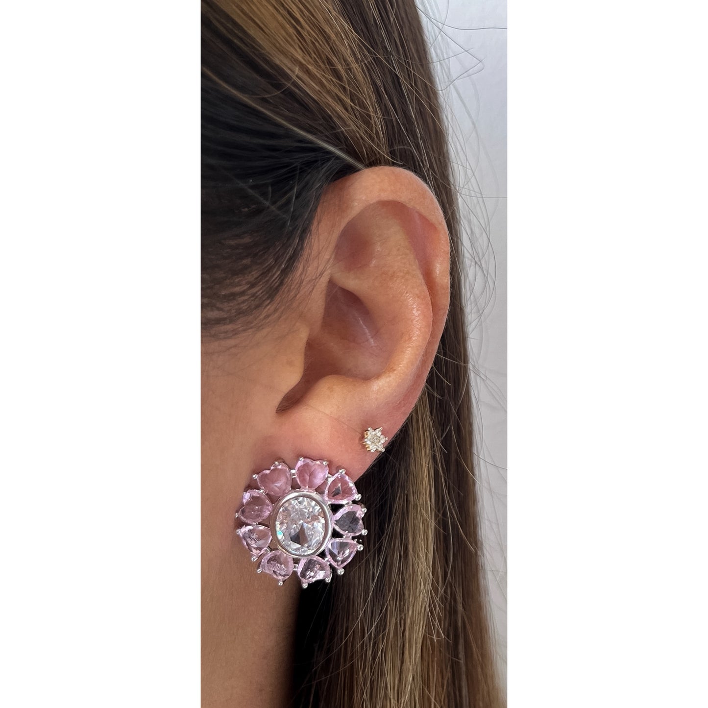 Aretes KOLY Rosado / Plateado