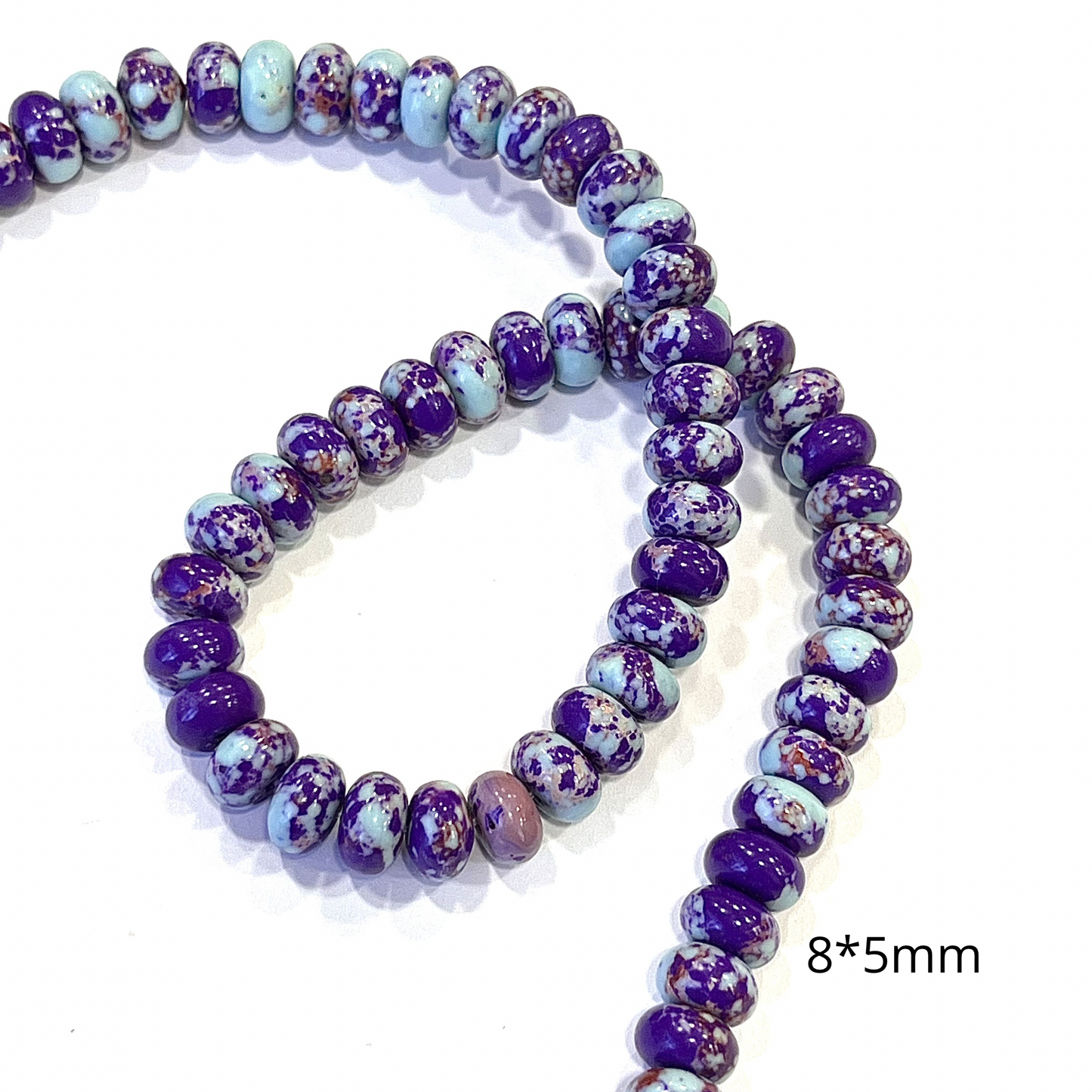 Sarta Róndela Jaspe Imperial 8*5mm Morado-Turquesa