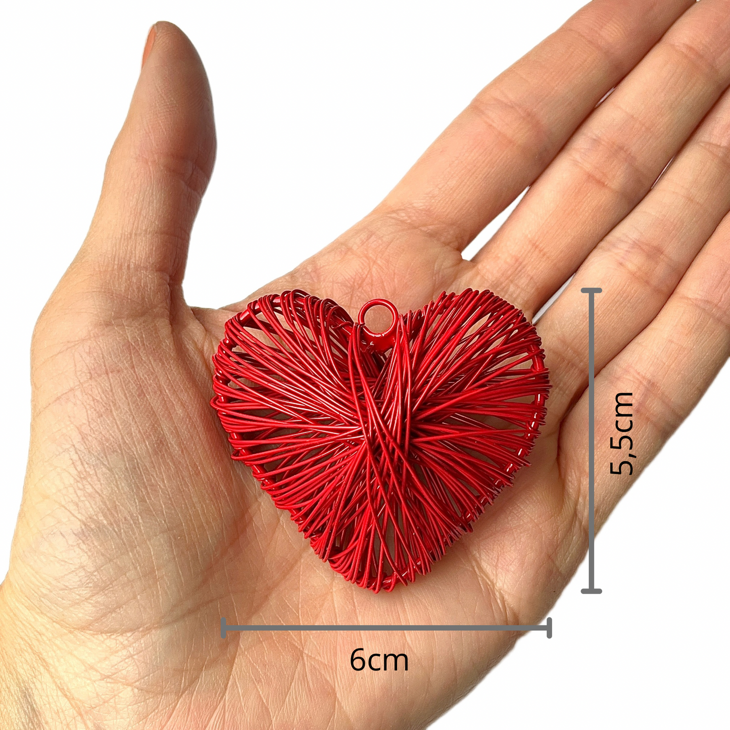 Dije Corazón Grande Alambre Rojo 6cm*5,5cm