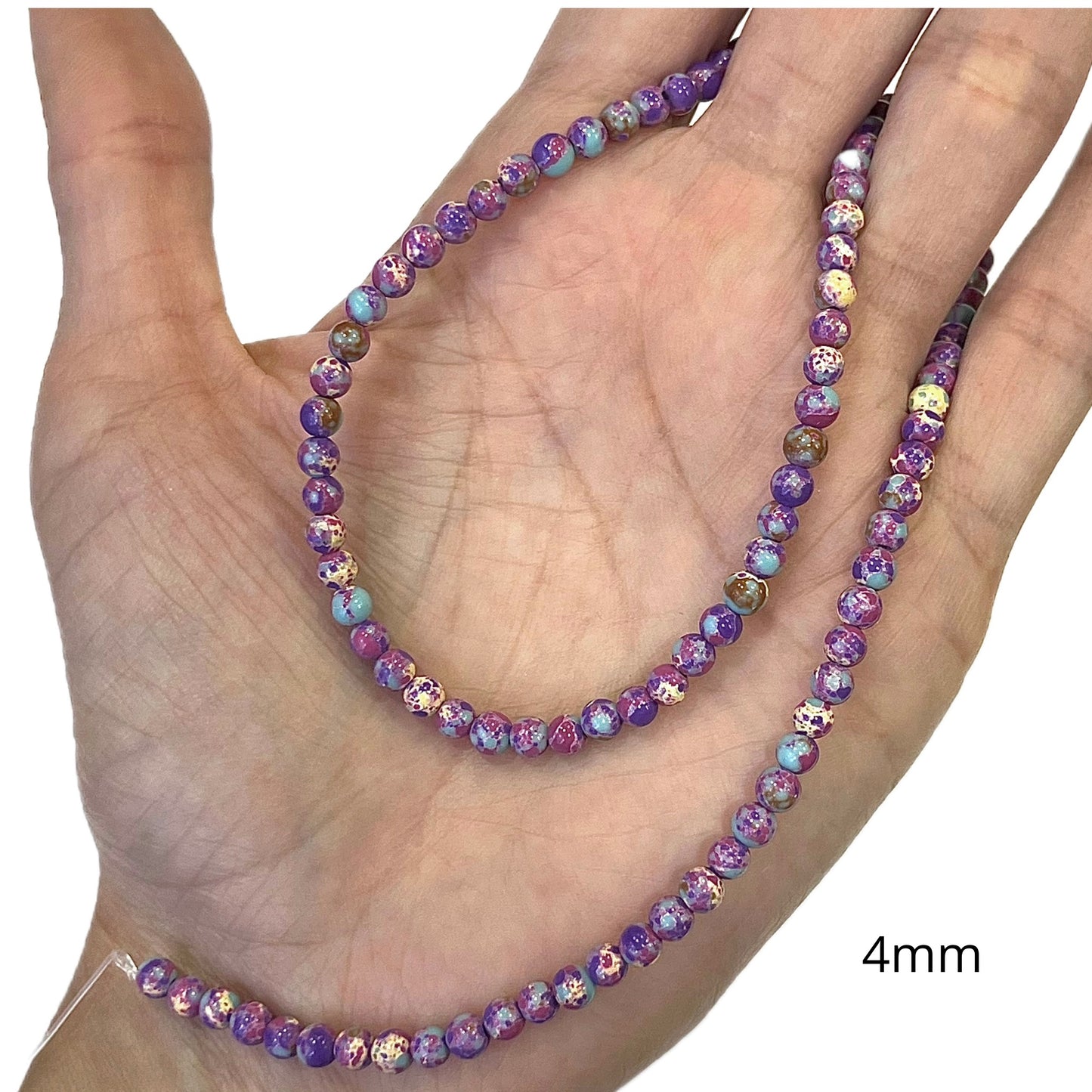 Sarta Jaspe Imperial 4mm Fucsia-Morado-Turquesa