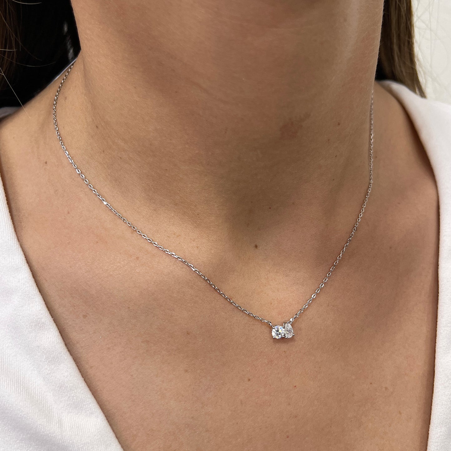 Collar NITE Plateado Plata Rodinada- Moissanita