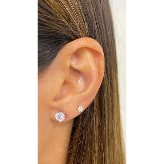 Aretes TURC Plata Rodinada-Moissanita 6mm