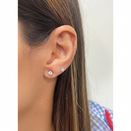 Aretes ULIC Dorado Plata Rodinada-Moissanita 4mm
