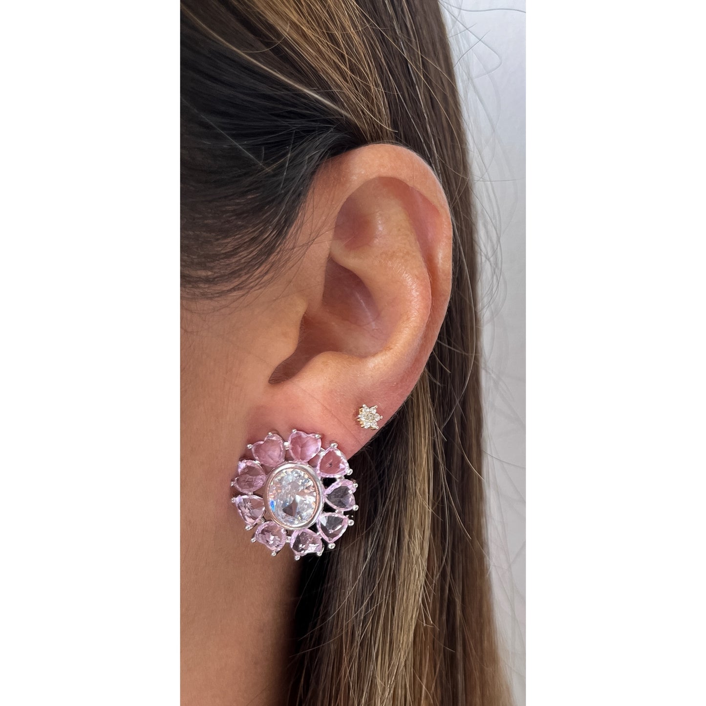 Aretes KOLY Rosado / Plateado