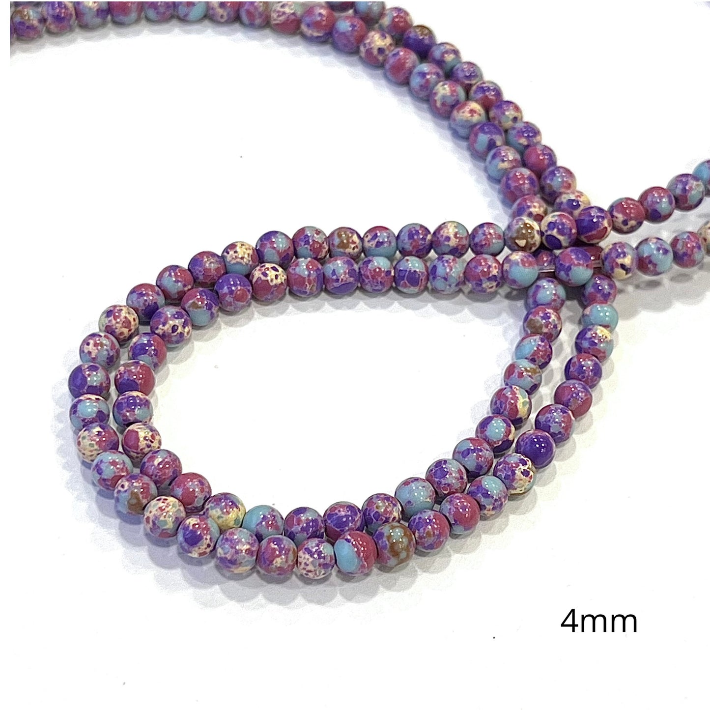 Sarta Jaspe Imperial 4mm Fucsia-Morado-Turquesa