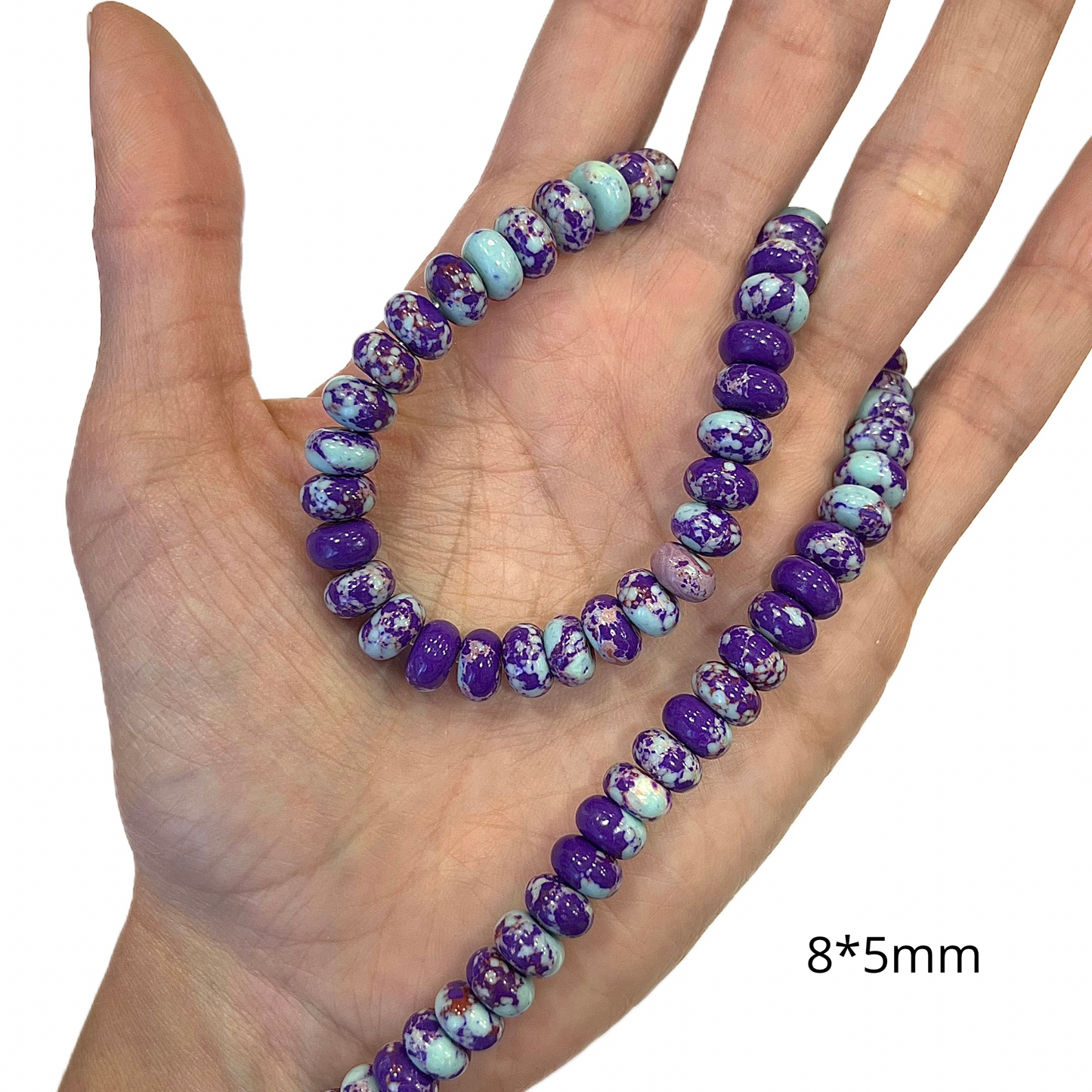 Sarta Róndela Jaspe Imperial 8*5mm Morado-Turquesa