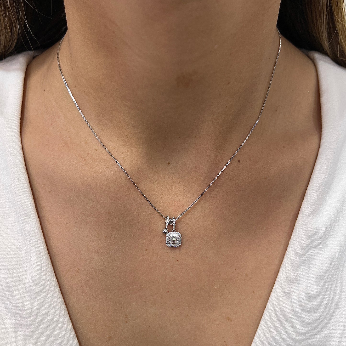 Collar NULIR Plateado Plata Rodinada- Moissanita 8mm
