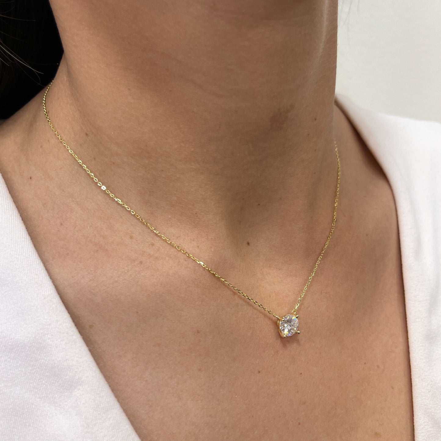 Collar EBIK Dorado Plata Rodinada- Moissanita 8mm
