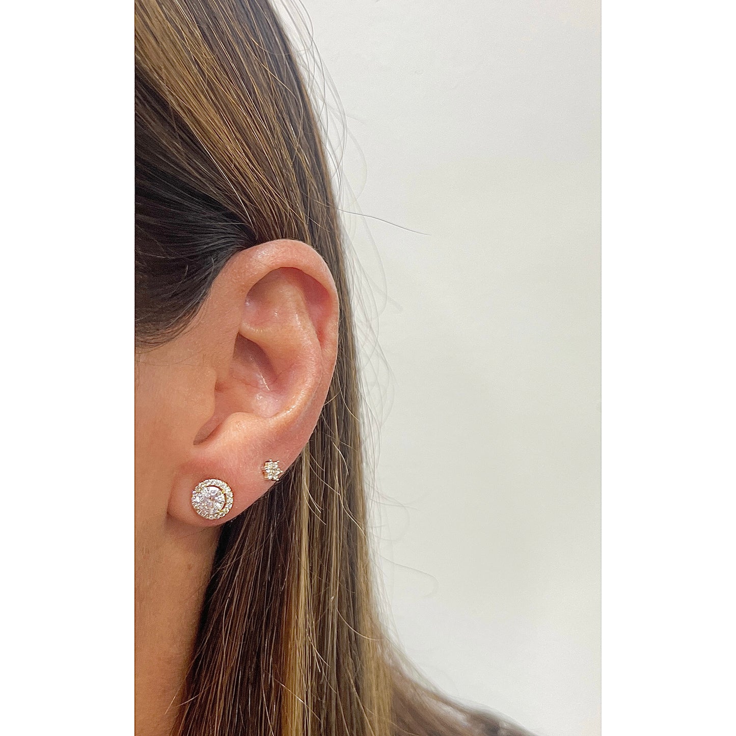 Aretes ZAPIT Dorado Plata Rodinada-Moissanita 7mm