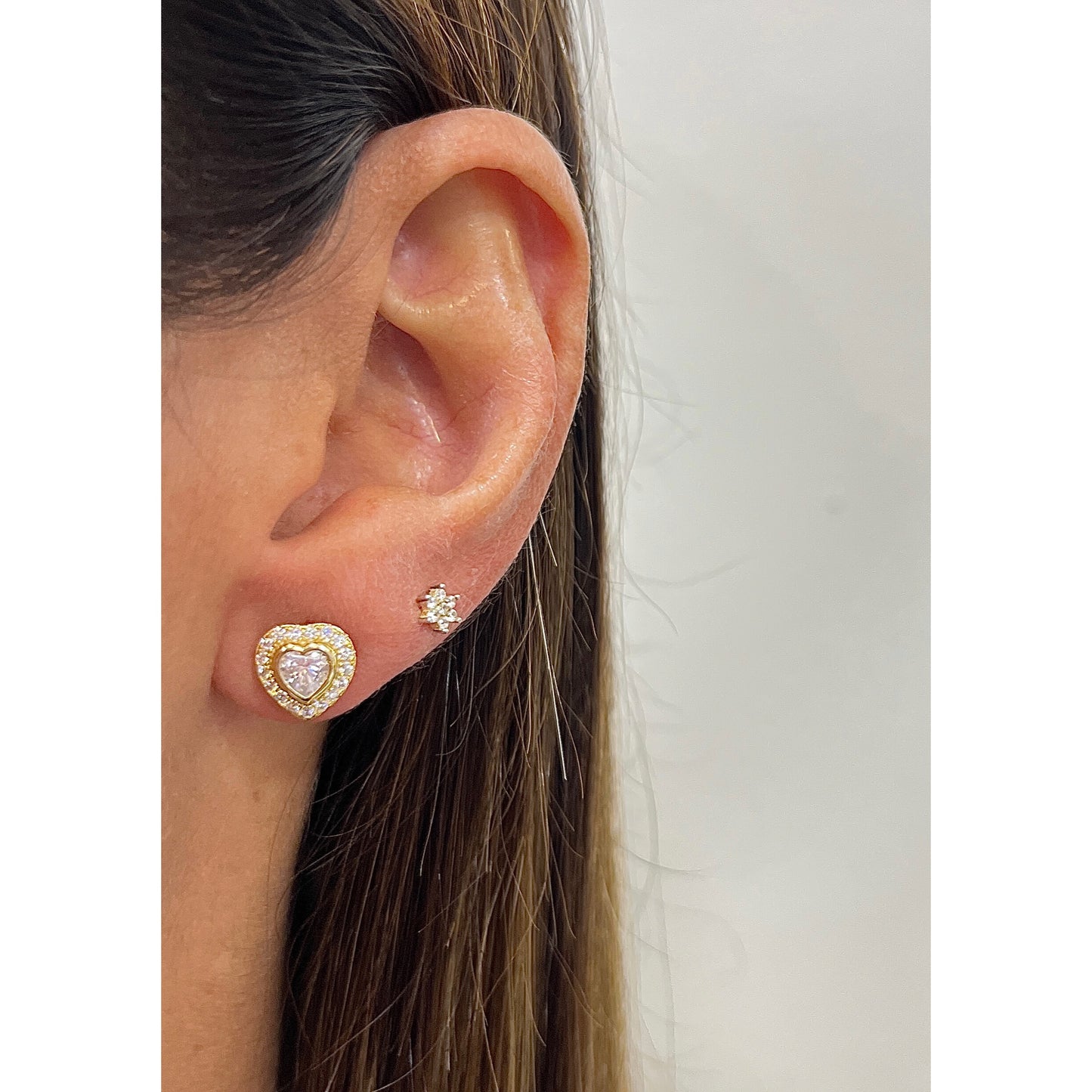 Aretes OREL Dorado Plata Rodinada-Moissanita 8mm