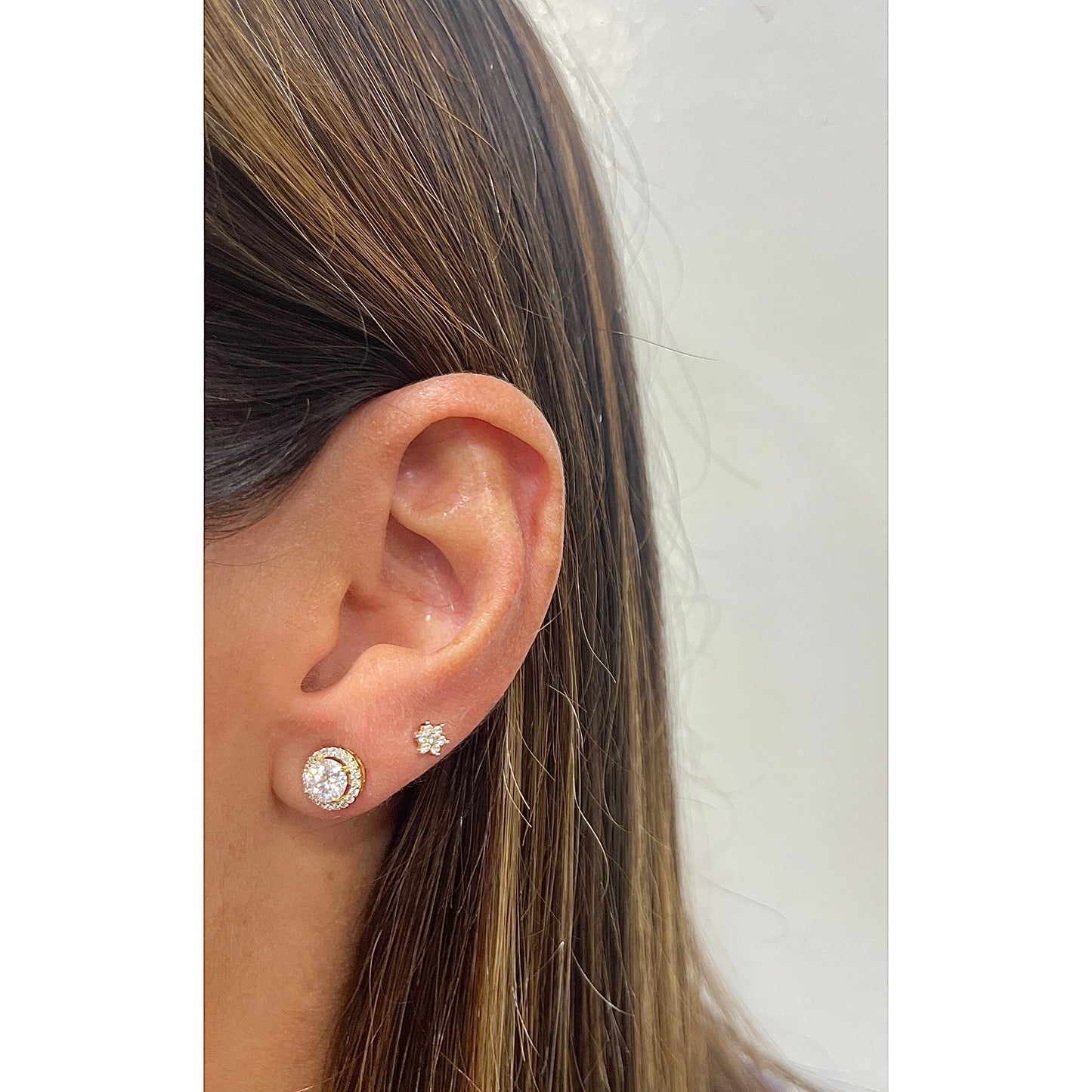 Aretes ZAPIT Dorado Plata Rodinada-Moissanita 7mm