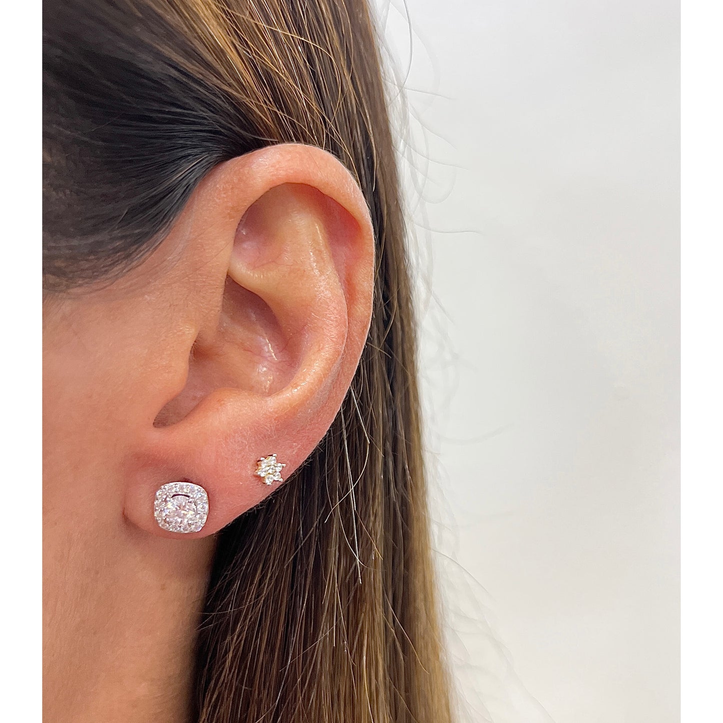Aretes OMIK Plateado Plata Rodinada-Moissanita 6mm