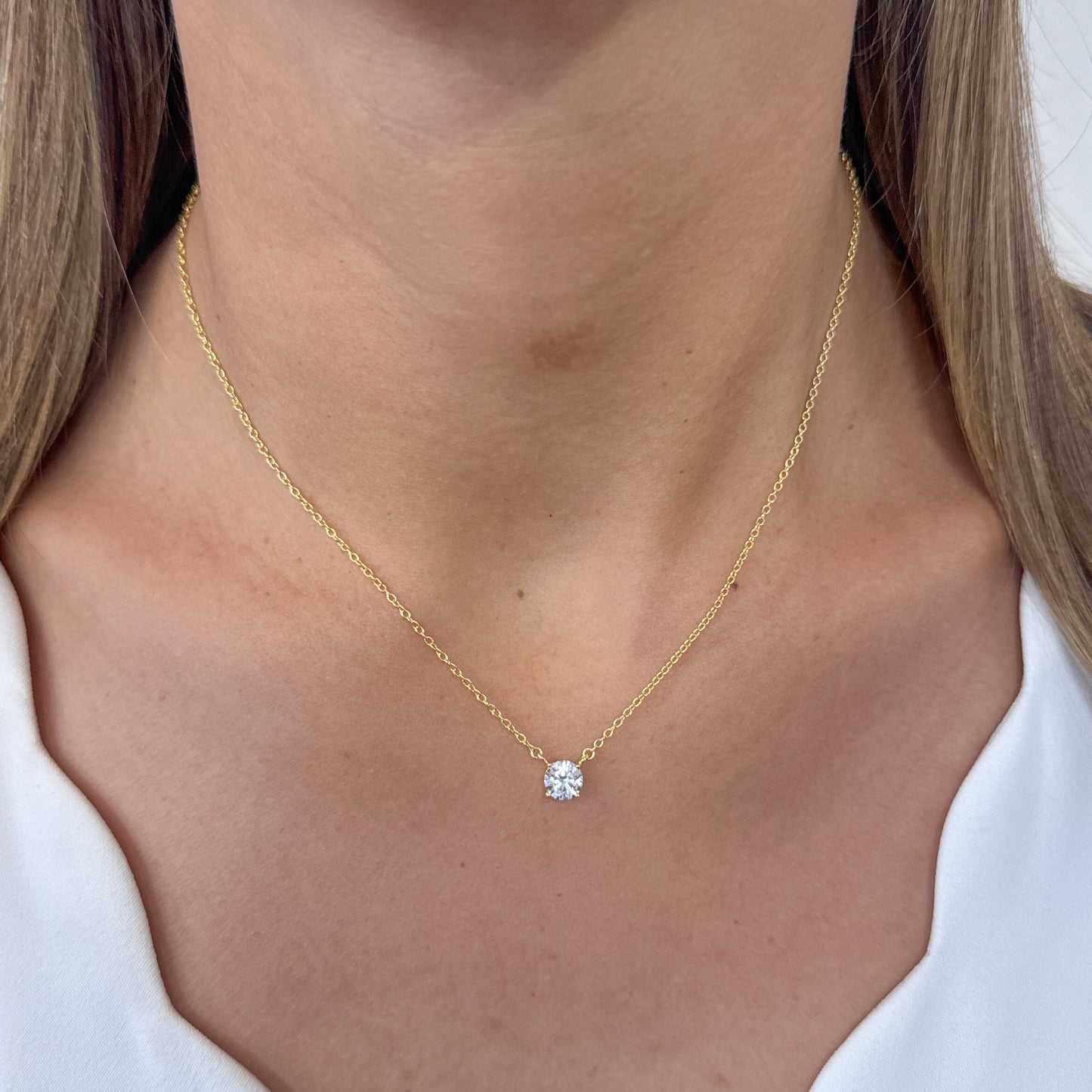 Collar OLUN Plata Rodinada-Moissanita