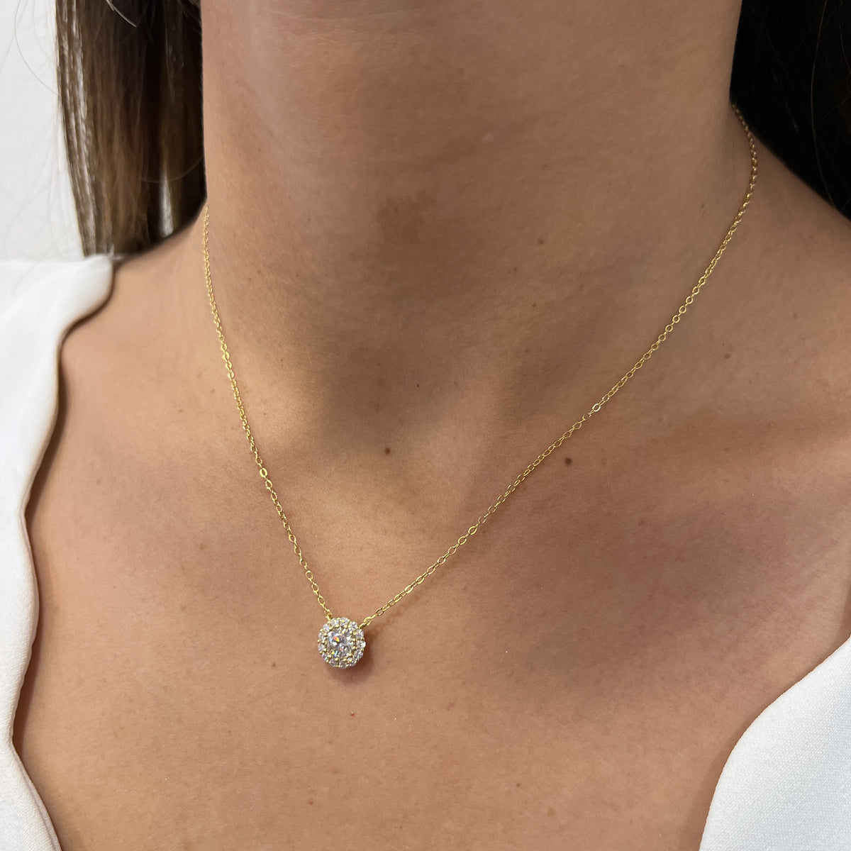 Collar CILU Dorado Plata Rodinada- Moissanita 8mm