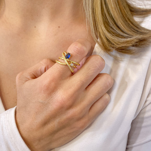 Anillo VIKAM Azul Ajustable (Talla 6-7)