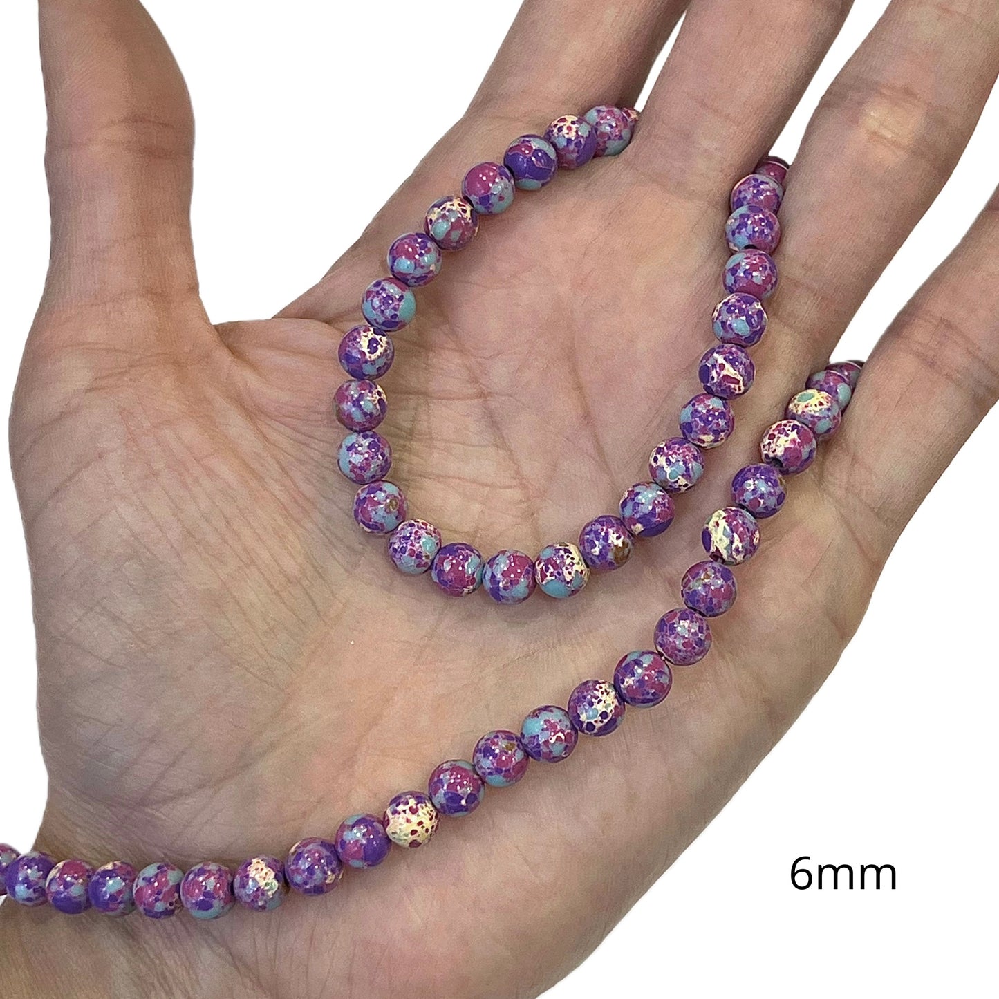 Sarta Jaspe Imperial 6mm Fucsia-Morado-Turquesa
