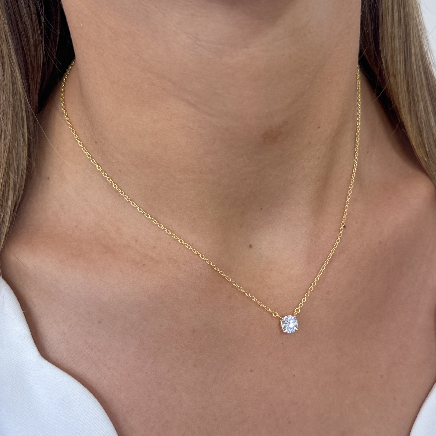 Collar OLUN Plata Rodinada-Moissanita
