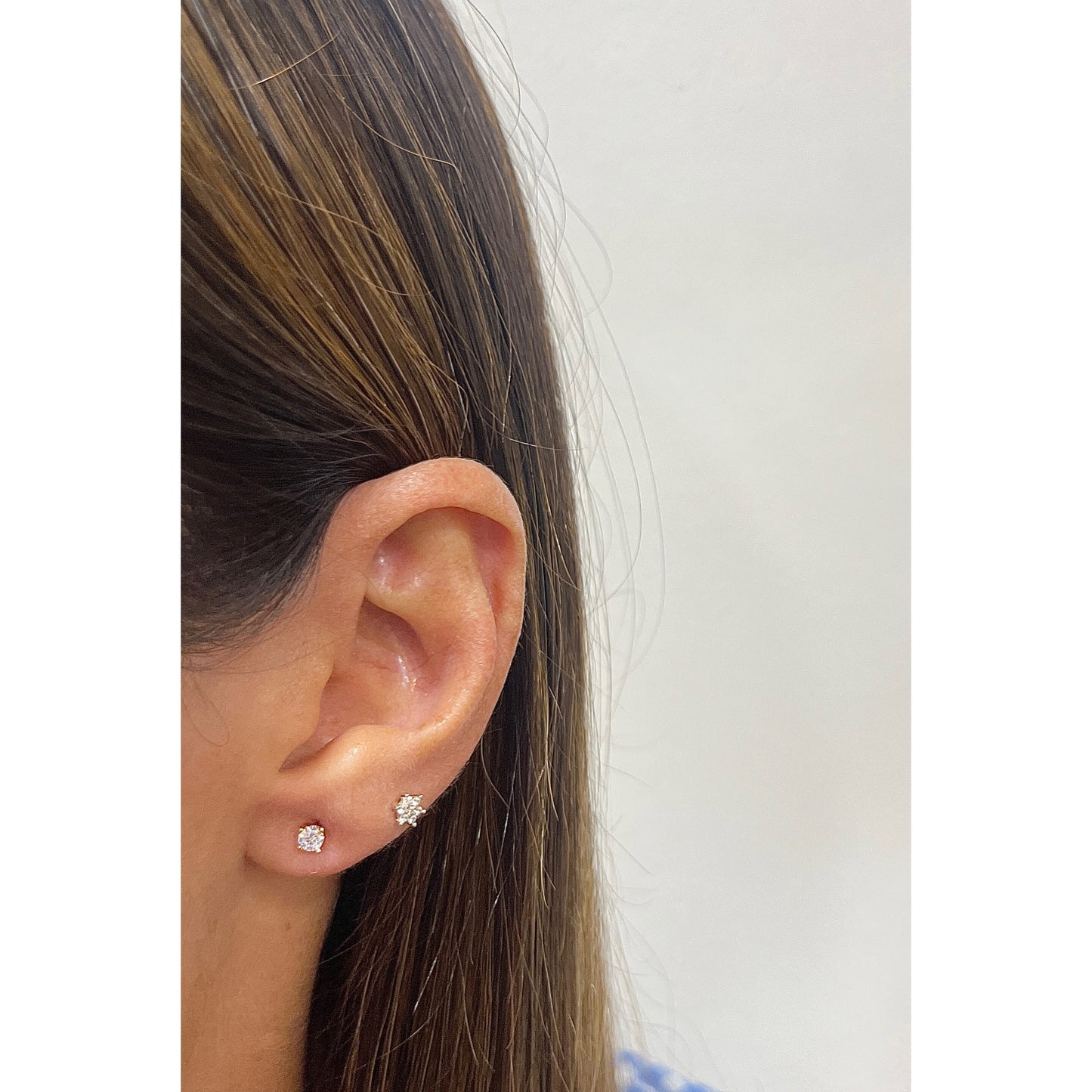 Aretes ULIC Dorado Plata Rodinada-Moissanita 3mm