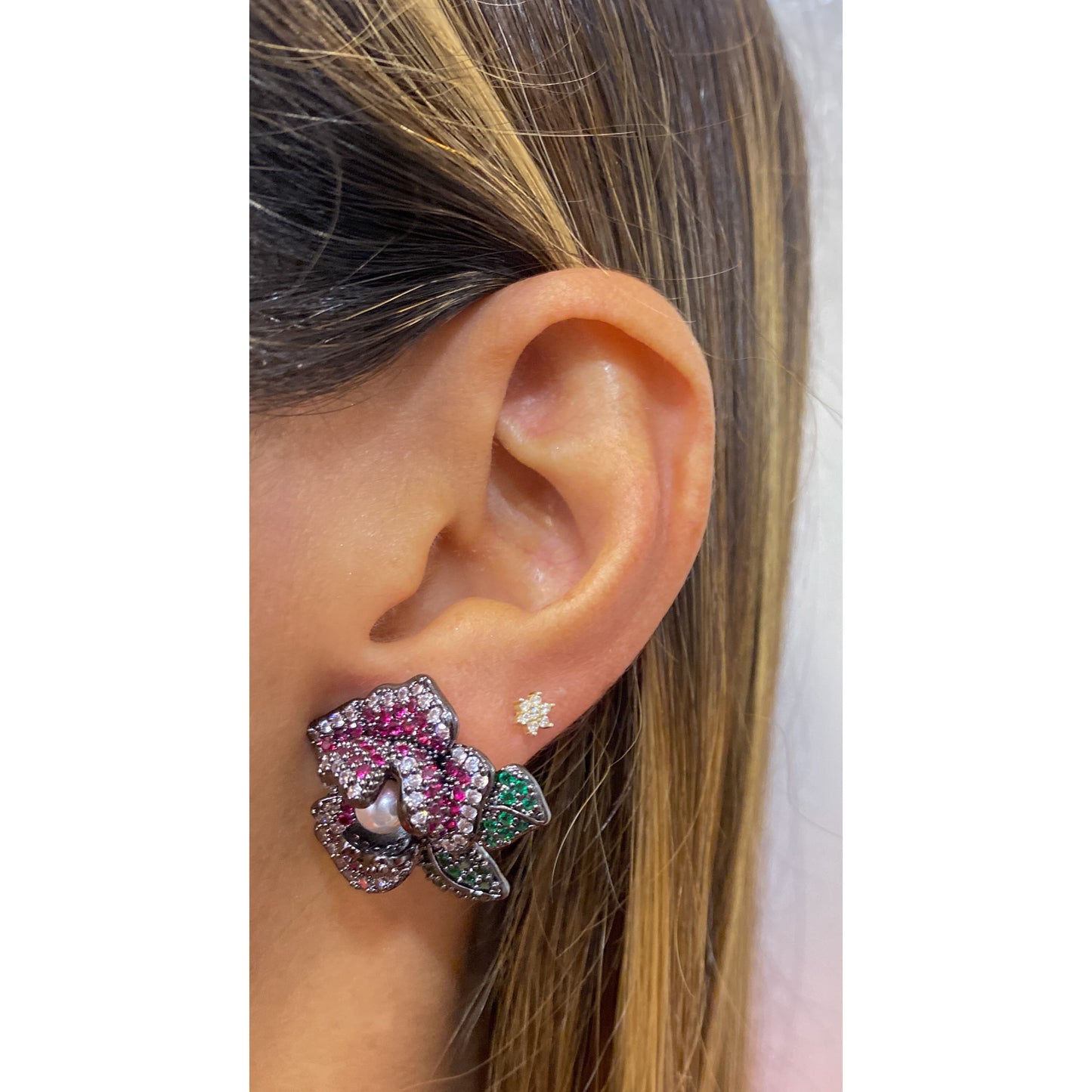 Aretes JULEON Fucsia - Verde