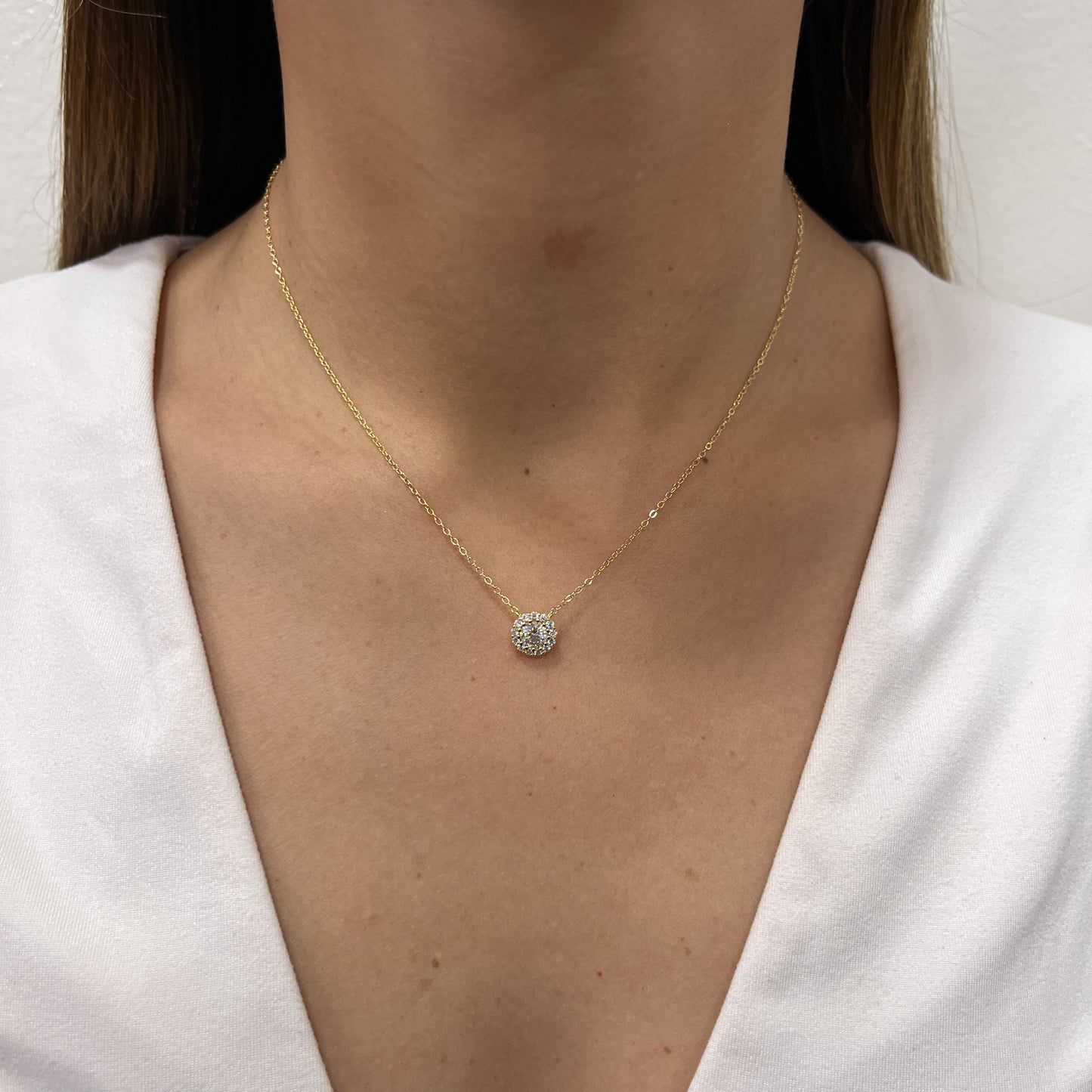 Collar CILU Dorado Plata Rodinada- Moissanita 8mm