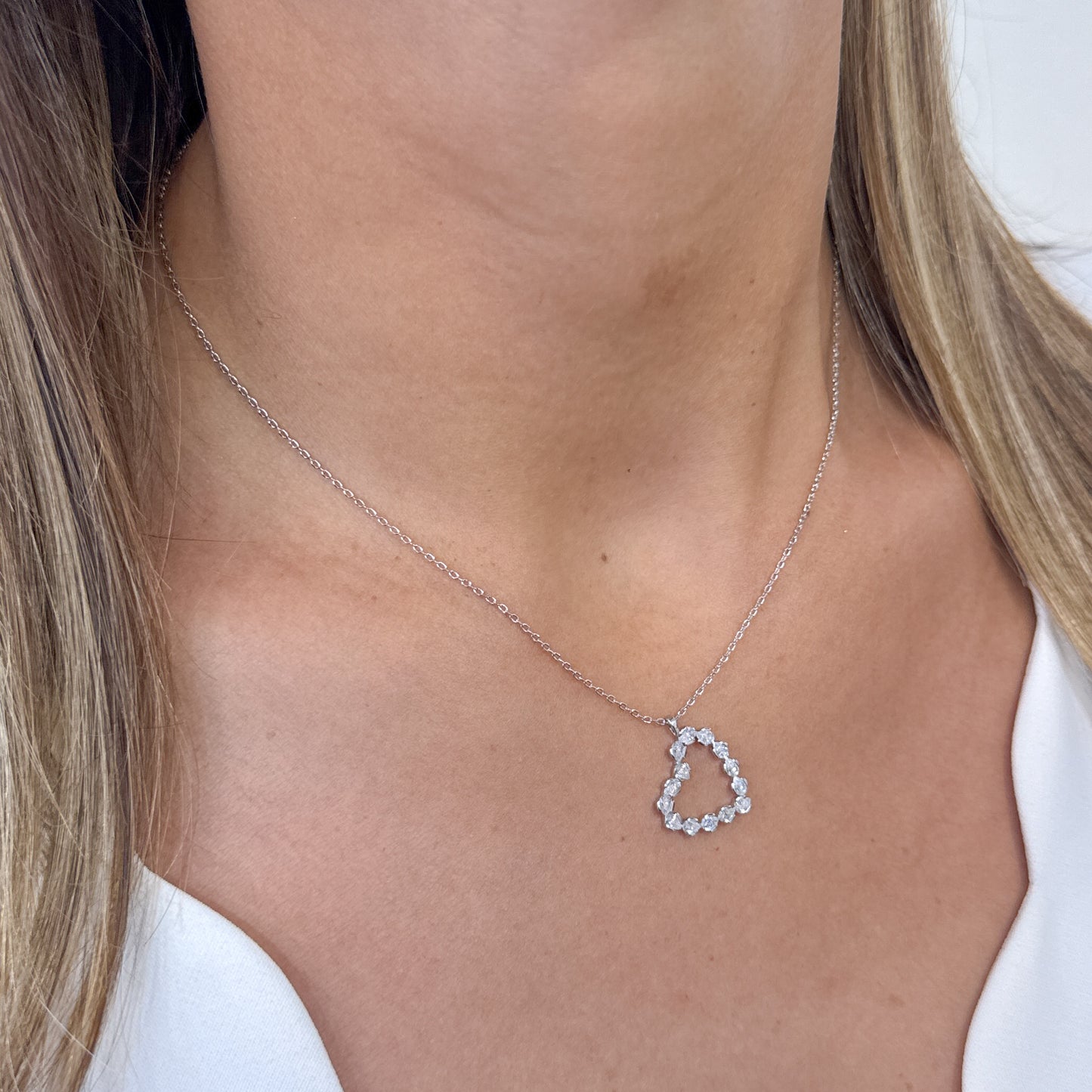 Collar ZAPIN Plateado Plata Rodinada- Moissanita