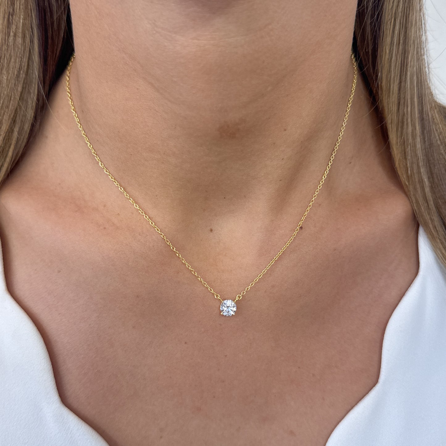 Collar OLUN Plata Rodinada-Moissanita