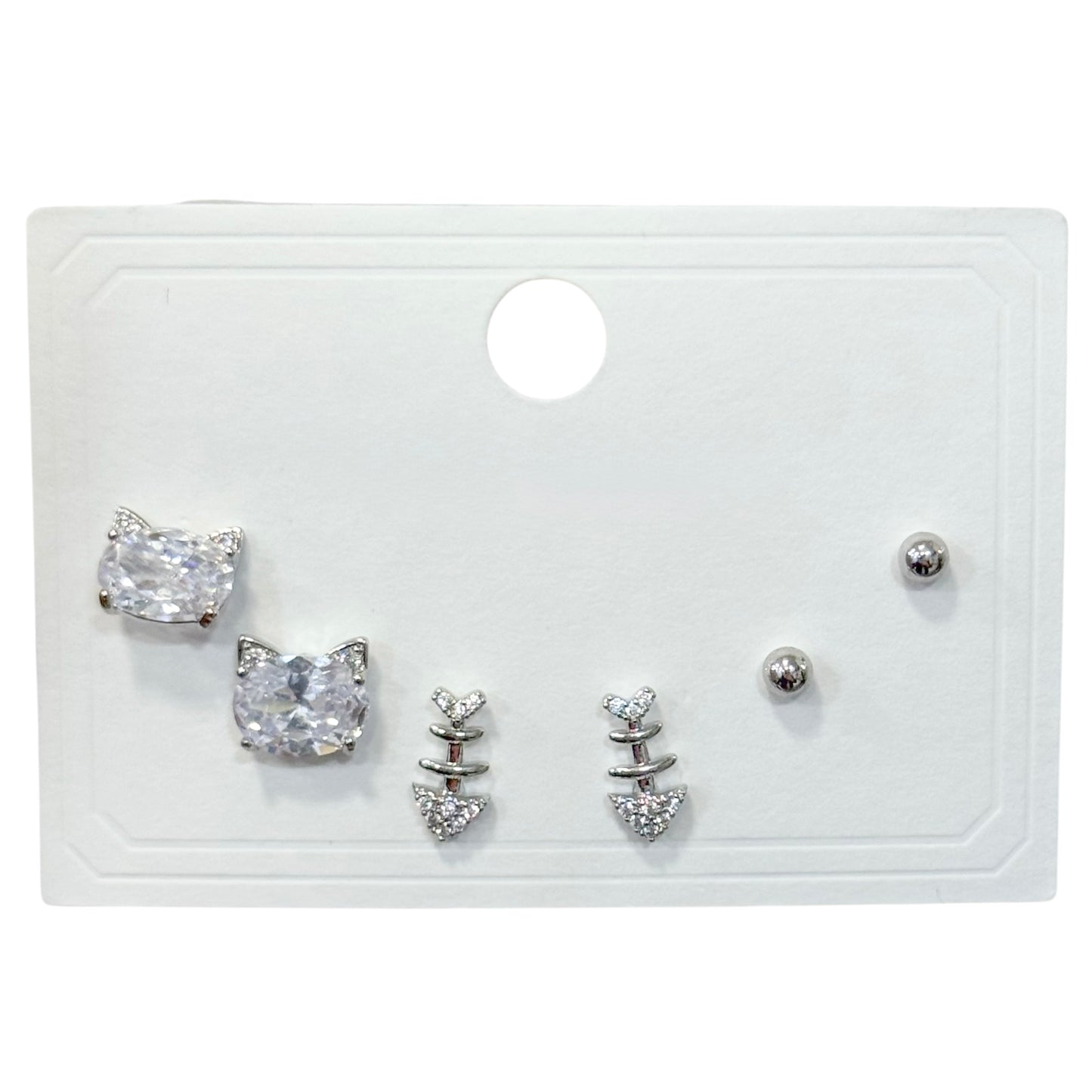 Set Aretes OKEN Plateado 🐱