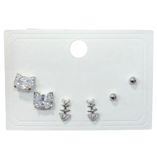 Set Aretes OKEN Plateado 🐱