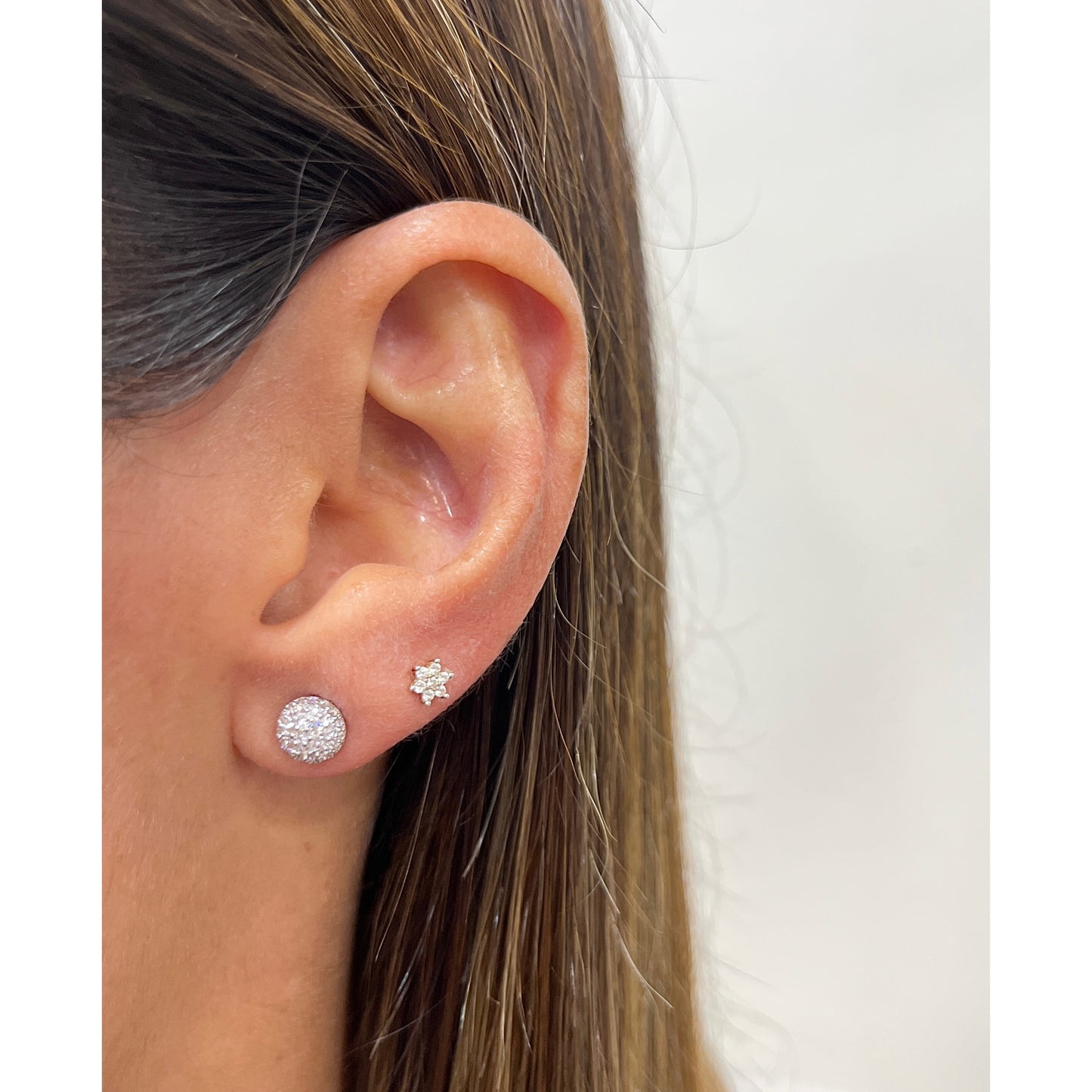 Aretes GRAVU Plata Rodinada-Moissanita 6mm