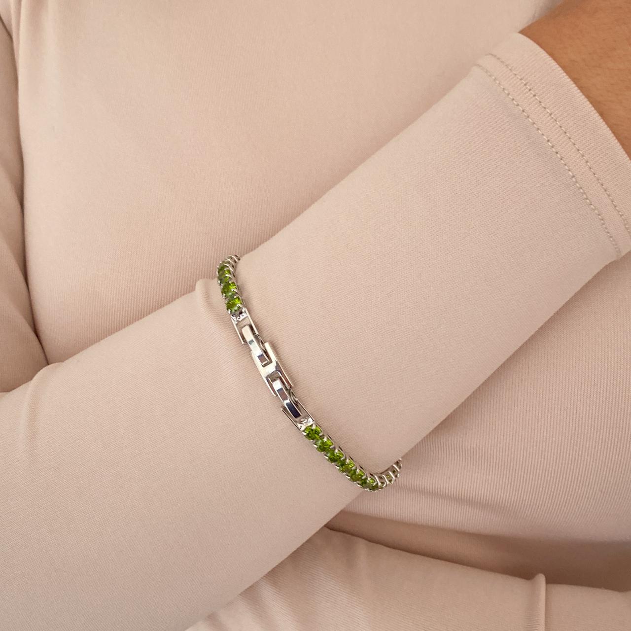 Pulsera JEZ Plateada-Verde Oliva
