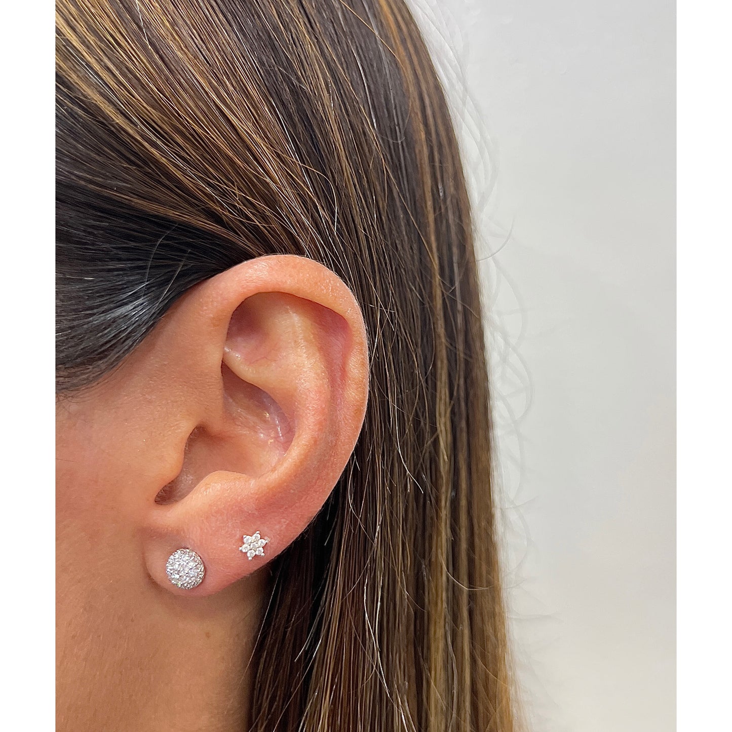 Aretes GRAVU Plata Rodinada-Moissanita 6mm