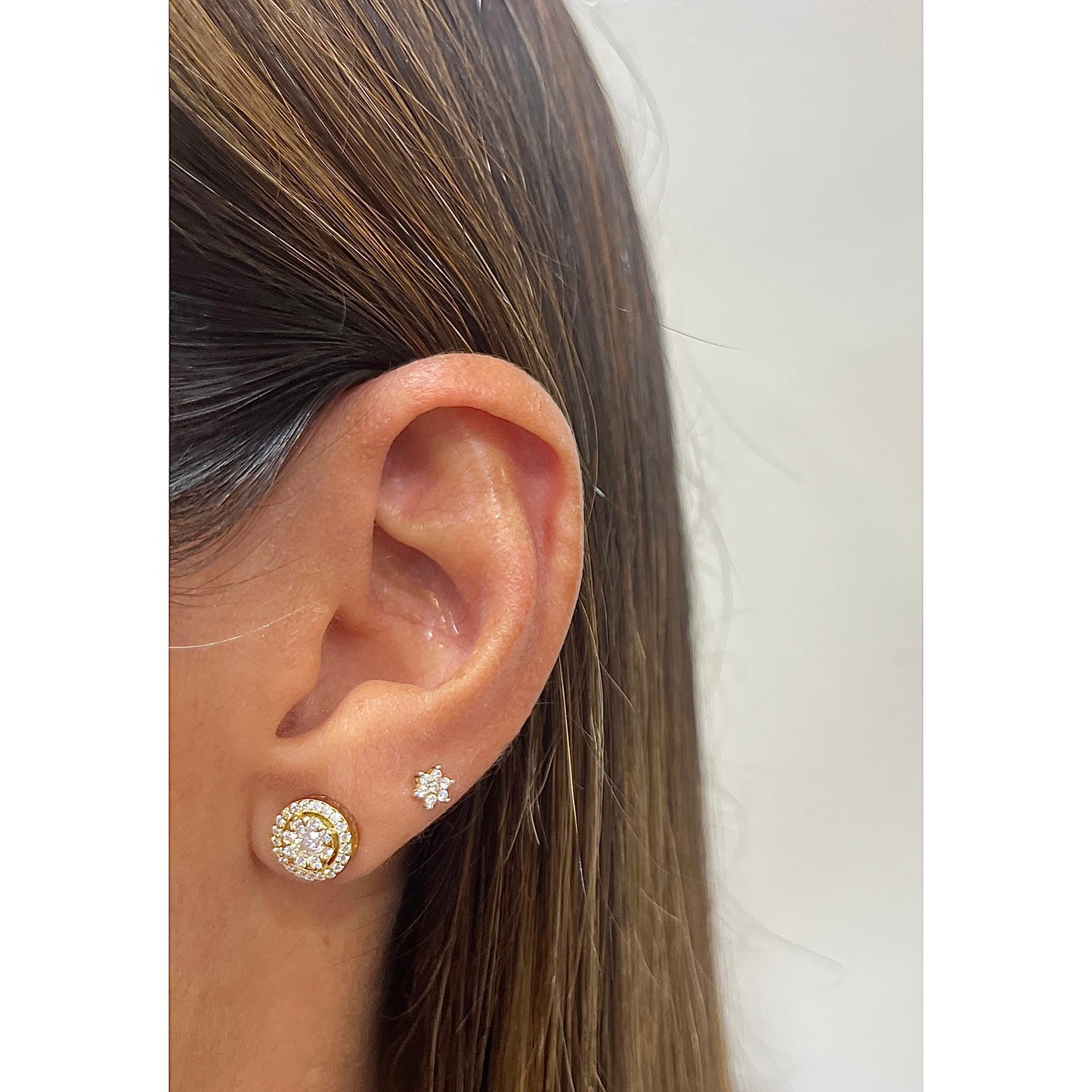 Aretes OPIK Dorado Plata Rodinada-Moissanita 9mm