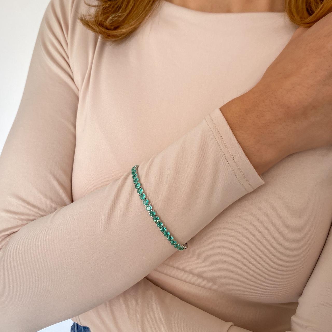 Pulsera JEZ Plateada-Aguamarina