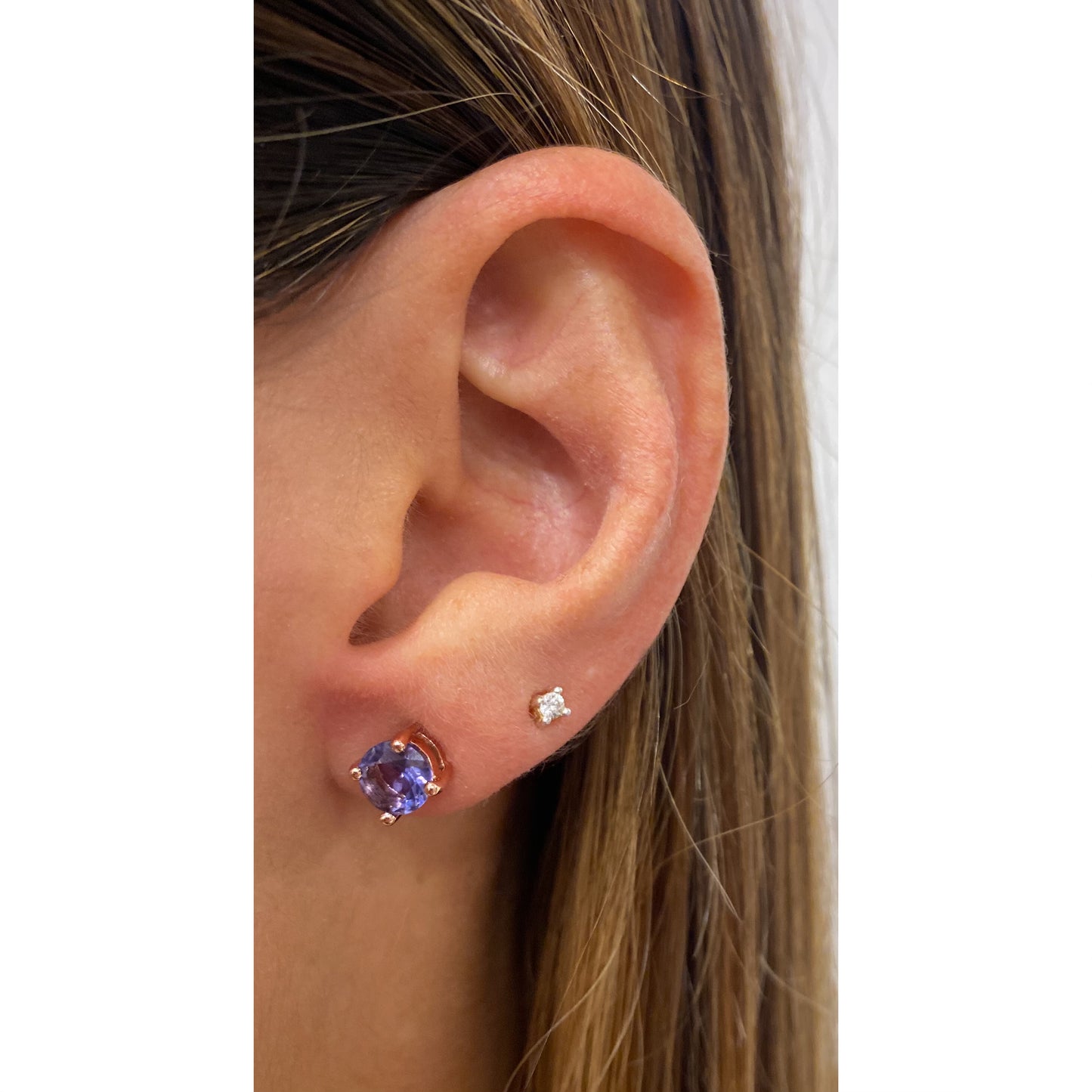 Aretes BRUN Lila / Rose Gold 6mm