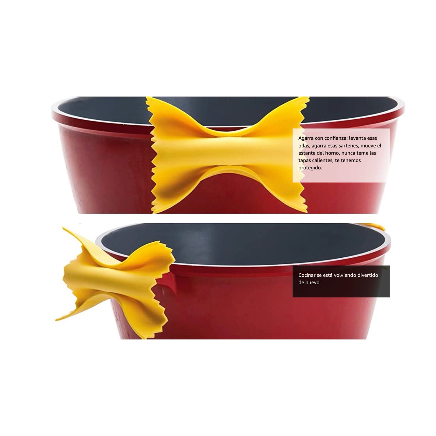 Juego de 2 Farfallone de silicona para horno y levantadores de tapas, guantes de pellizco.